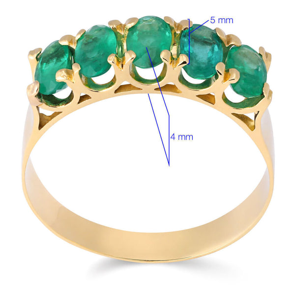 Meia Aliança Ouro Amarelo 18 k com Esmeraldas