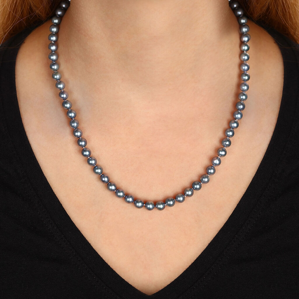 Colarde Pérolas Akoya Cinza