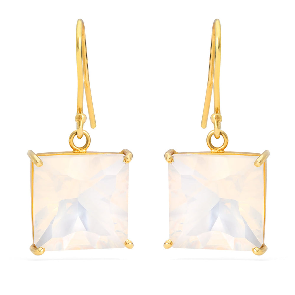 Par de Brinco em Ouro Amarelo 18k com Cristal Milk