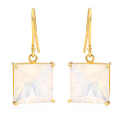 Par de Brinco em Ouro Amarelo 18k com Cristal Milk