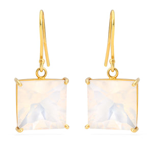 Par de Brinco em Ouro Amarelo 18k com Cristal Milk