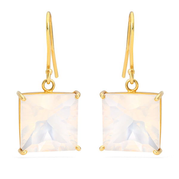 Par de Brinco em Ouro Amarelo 18k com Cristal Milk
