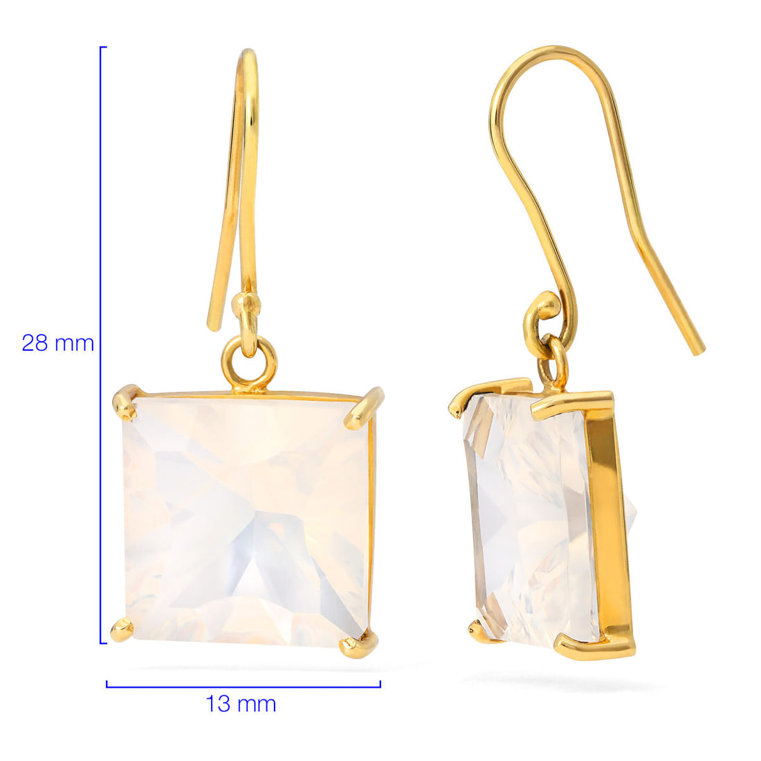 Par de Brinco em Ouro Amarelo 18k com Cristal Milk