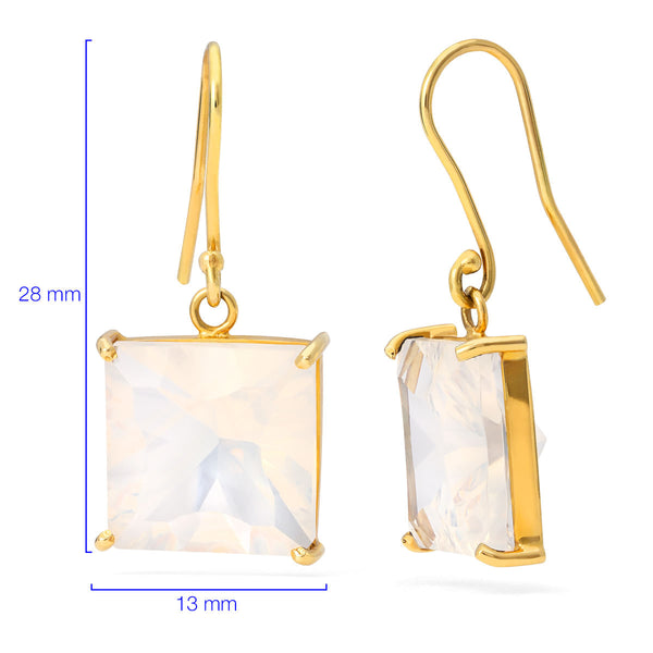 Par de Brinco em Ouro Amarelo 18k com Cristal Milk