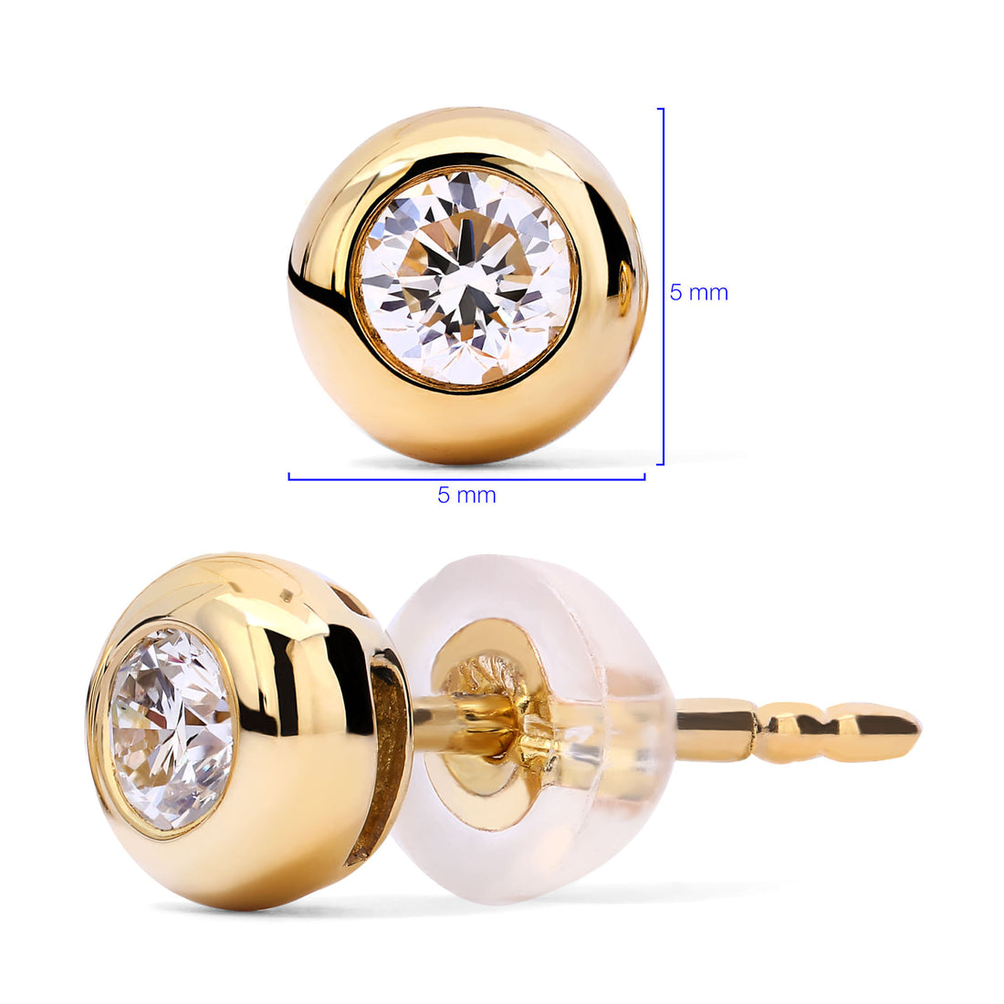 Par de Brinco em Ouro Amarelo 18k  Ponto de Luz com Diamante VS1