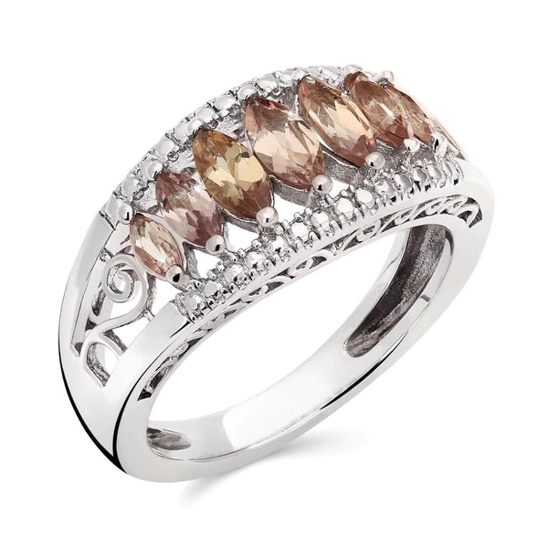 Anel em Prata 925 com Granadas Navetes Change Color
