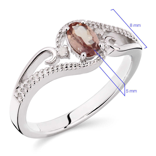 Anel em Prata 925 com Granada Change Color e Diamantes