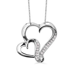 Pingente em Prata 925 Corações com Diamantes