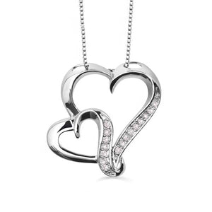 Pingente em Prata 925 Corações com Diamantes