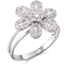 108447-Anel em Ouro Branco Flor com Diamantes