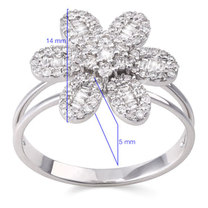 108447-Anel em Ouro Branco Flor com Diamantes