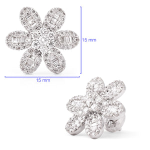 108448 - Par de Brinco em Ouro Branco Florzinha com Diamantes Aprox. 1,12 cts