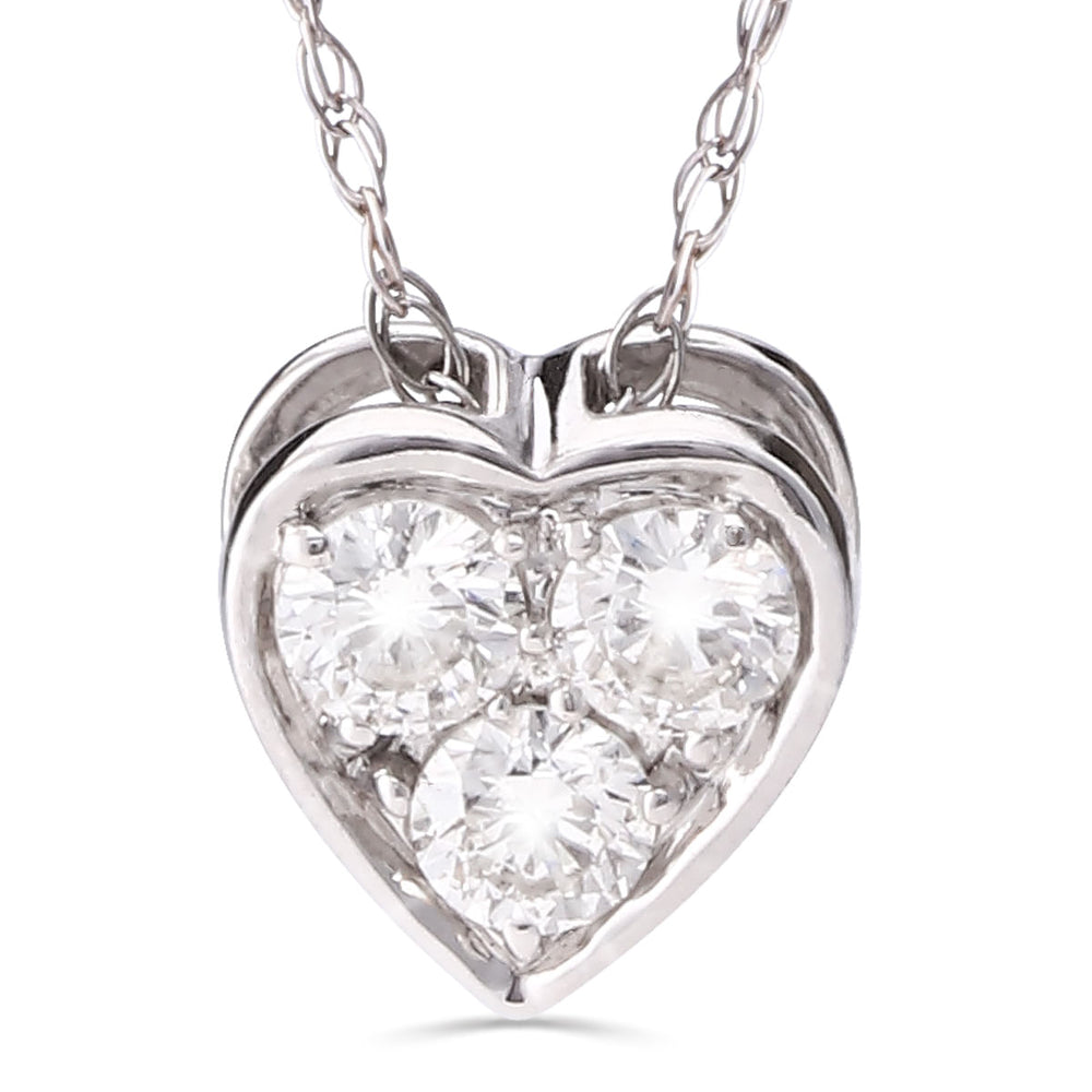 108555-Pingente  em Ouro Branco Coração com Diamantes
