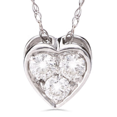 108555-Pingente  em Ouro Branco Coração com Diamantes