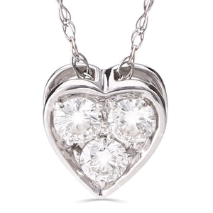 108555-Pingente  em Ouro Branco Coração com Diamantes