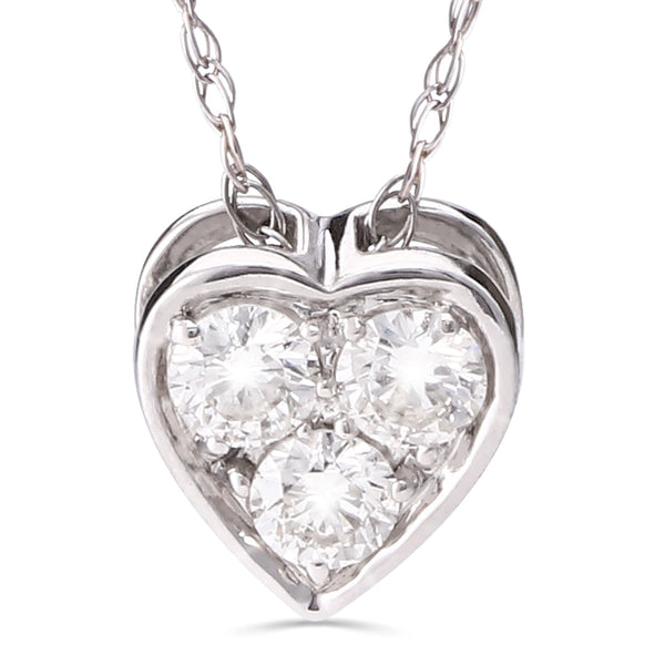 108555-Pingente  em Ouro Branco Coração com Diamantes