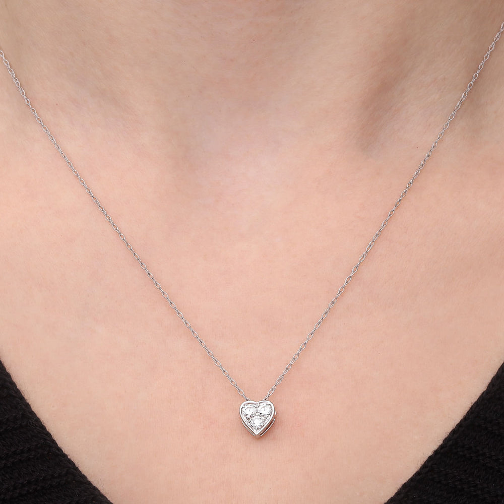 108555-Pingente  em Ouro Branco Coração com Diamantes