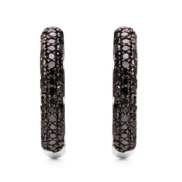 Argola em Prata 925 com Diamantes Negros