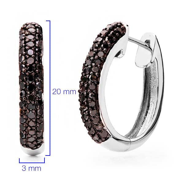 Argola em Prata 925 com Diamantes Negros