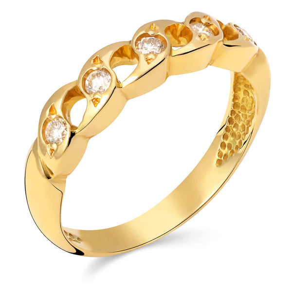Meia Aliança de Ouro Amarelo 18k com Diamantes