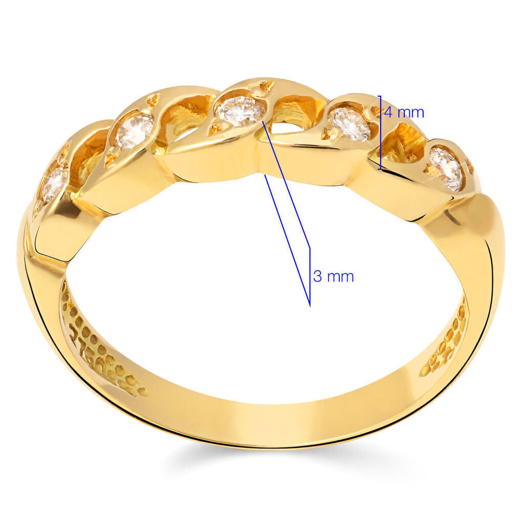 Meia Aliança de Ouro Amarelo 18k com Diamantes