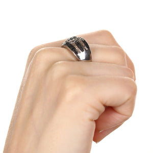 Anel em Prata 925 com Diamantes Negros e Champagnes