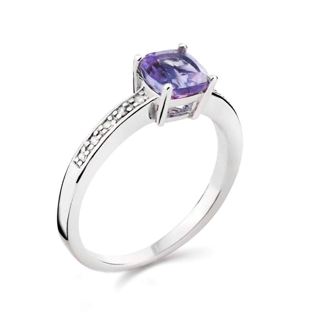 Anel de Prata com Tanzanita e 10 Diamantes