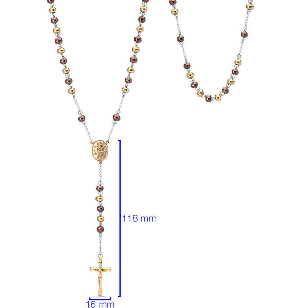 Colar e pulseira Terço em Aço Inoxidável