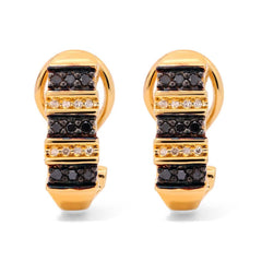 Par de Brinco de Prata com Diamantes Negros e Brancos Aprox. 33 pts