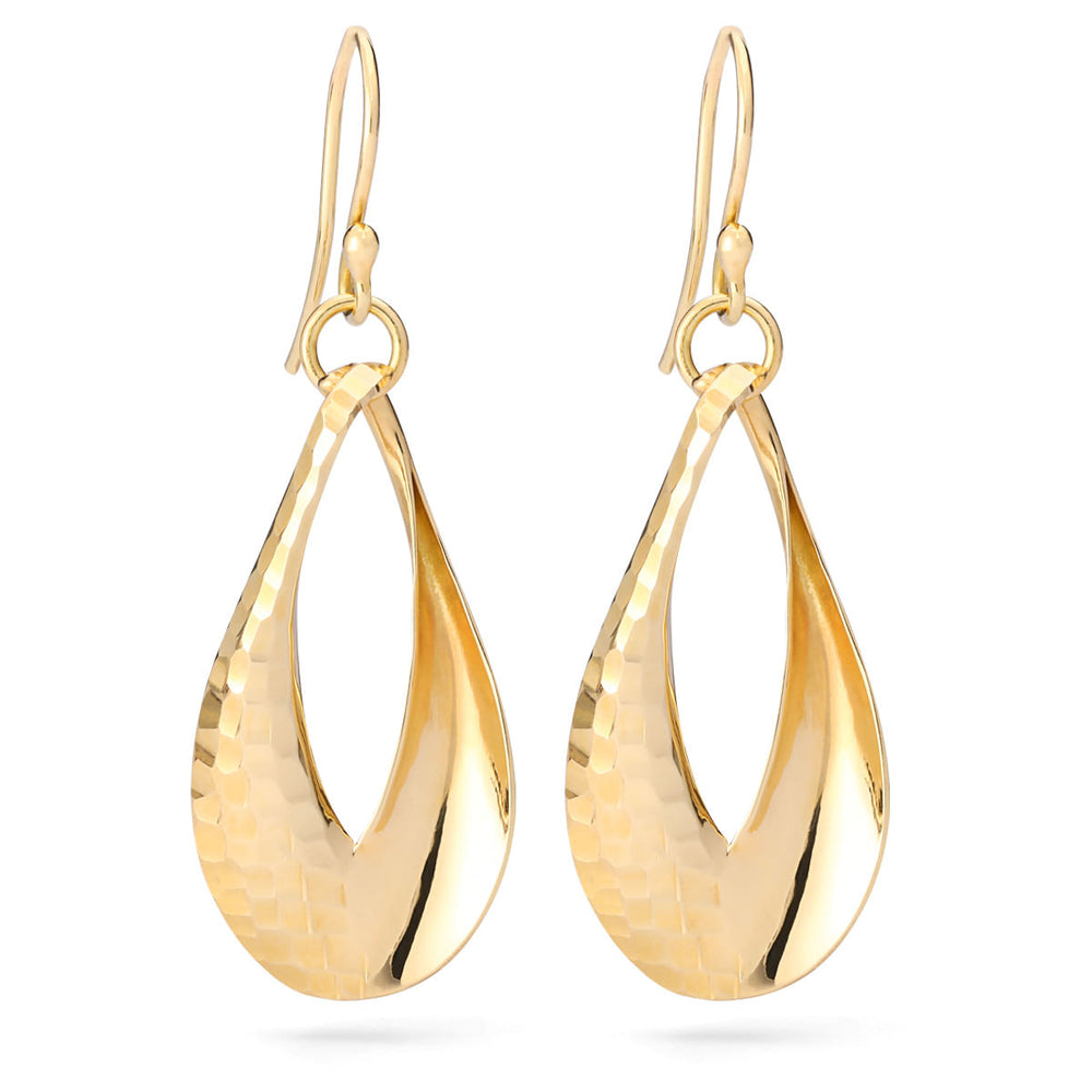 Par de Brinco em Ouro Amarelo 18k Gota Martelado