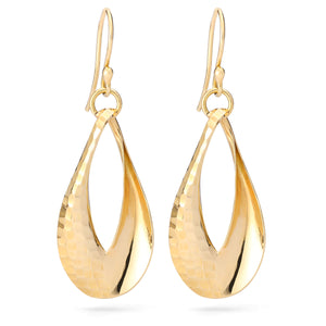 Par de Brinco em Ouro Amarelo 18k Gota Martelado