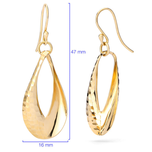 Par de Brinco em Ouro Amarelo 18k Gota Martelado