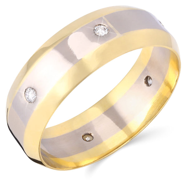 111748- Aliança em Ouro Amarelo e Ouro Branco Com Diamantes