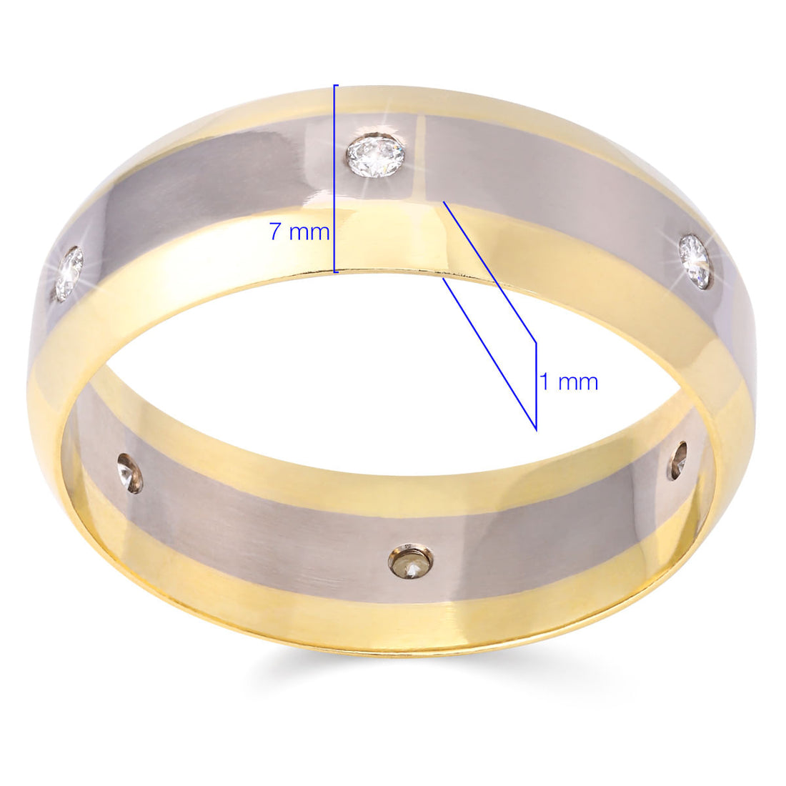 Aliança em Ouro Amarelo e Ouro Branco Com Diamantes