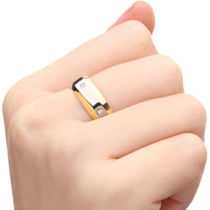 111748- Aliança em Ouro Amarelo e Ouro Branco Com Diamantes