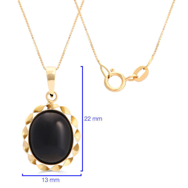 Par de Brinco e Pingente em Ouro Amarelo 18k Ônix Ovais com Corrente