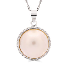 Pingente em Ouro Branco 18k com Madre Perola