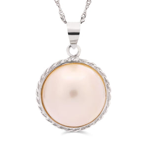 Pingente em Ouro Branco 18k com Madre Perola