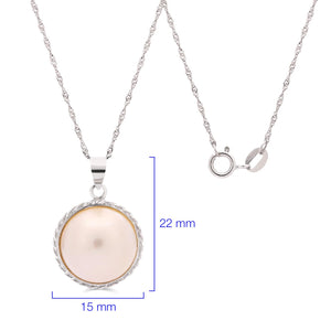 Pingente em Ouro Branco 18k com Madre Perola