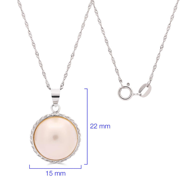 Pingente em Ouro Branco 18k com Madre Perola