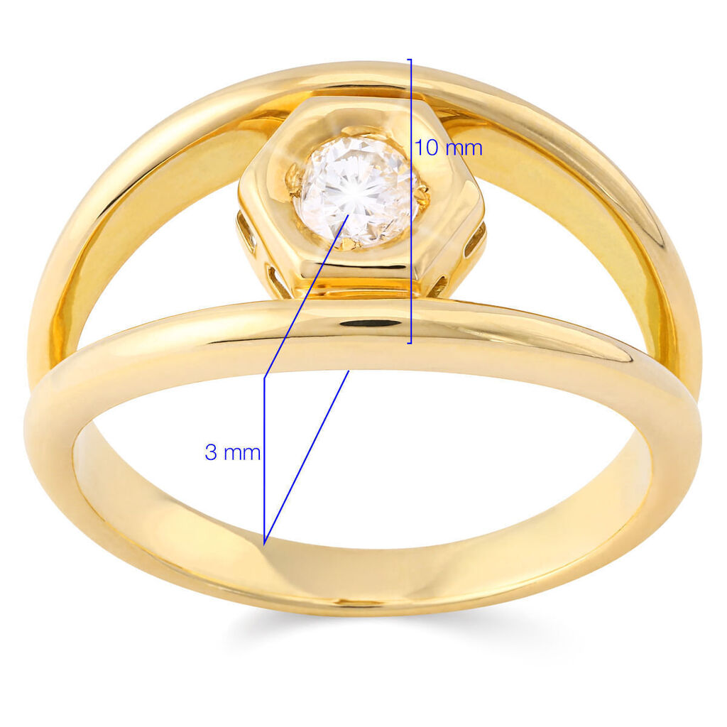 Anel Solitário em Ouro Amarelo 18k Vazado com Diamante Aprox. 18 pts