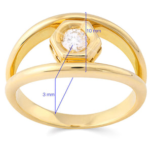 Anel Solitário em Ouro Amarelo 18k Vazado com Diamante Aprox. 18 pts