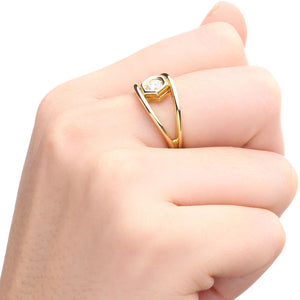 Anel Solitário em Ouro Amarelo 18k Vazado com Diamante Aprox. 18 pts
