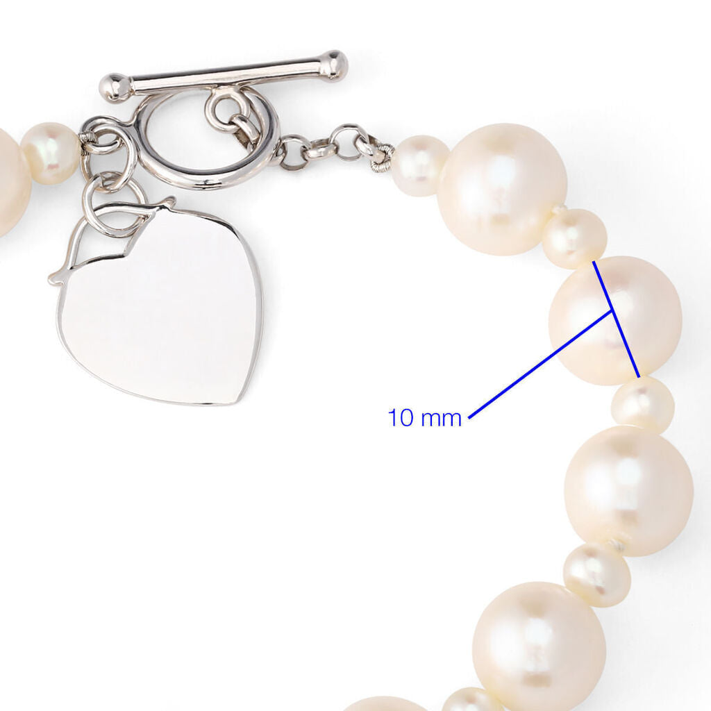 Pulseira em Prata 925 com Pérolas Brancas 10mm