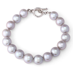 Pulseira em Prata 925 com Pérolas Cinza 11 mm