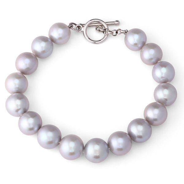 Pulseira em Prata 925 com Pérolas Cinza 11 mm