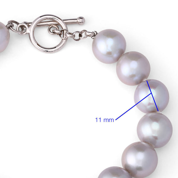 Pulseira em Prata 925 com Pérolas Cinza 11 mm
