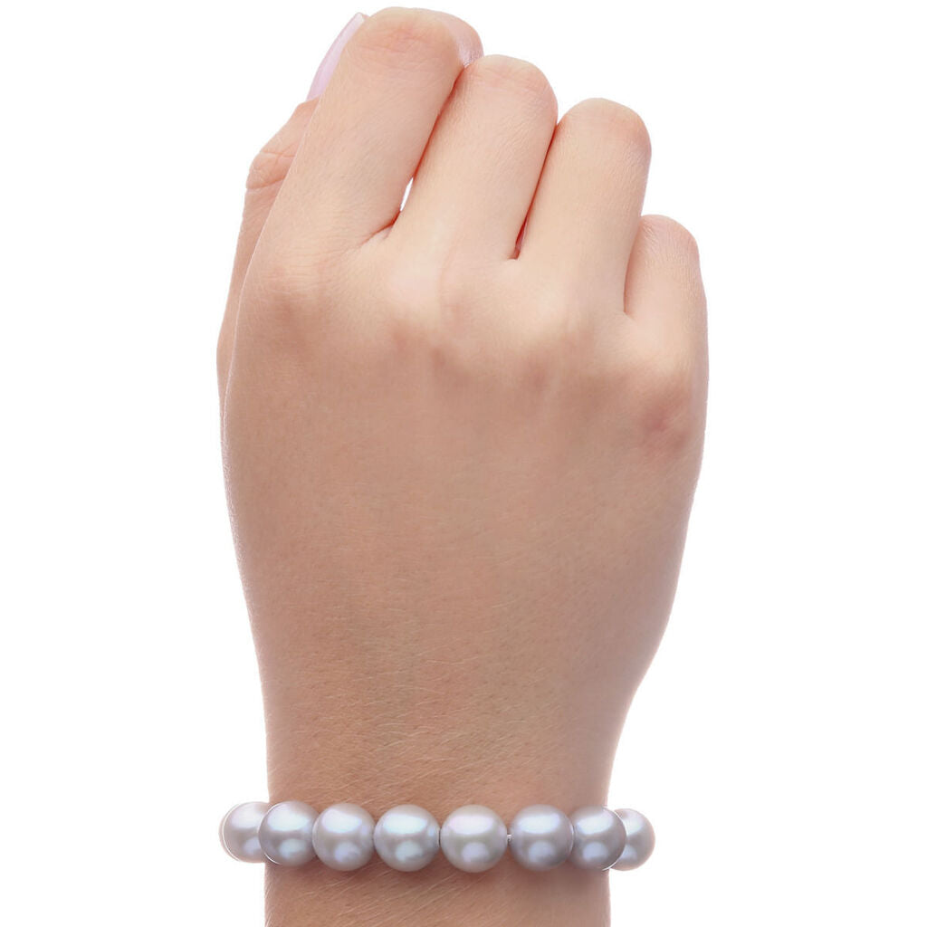 Pulseira em Prata 925 com Pérolas Cinza 11 mm