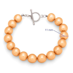 Pulseira em Prata 925 com Pérolas Laranja