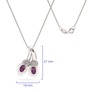 Pingente em Prata 925 com Ametistas e Diamantes